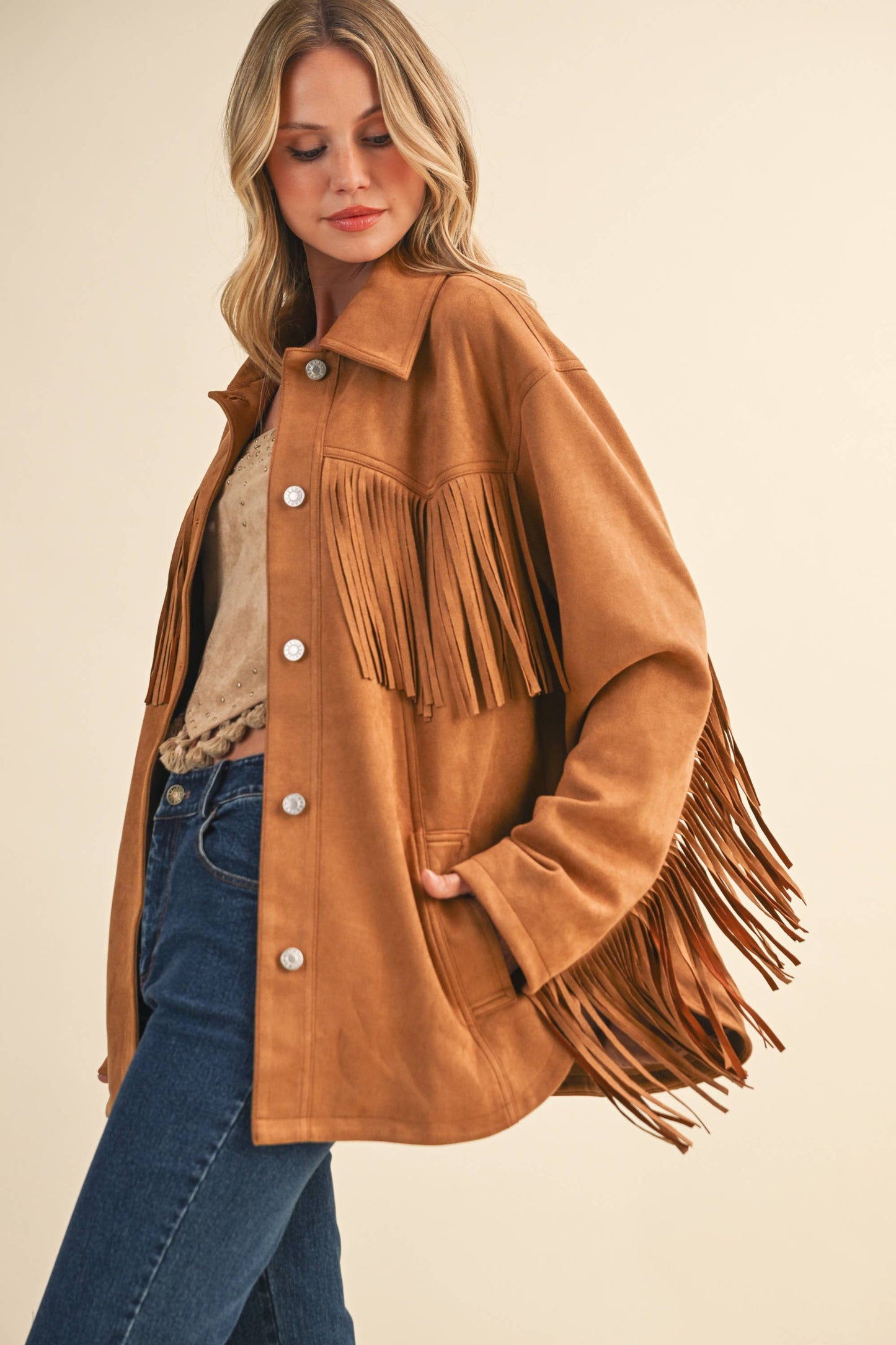 Klesis Suede Fringe Oversided Jacket
