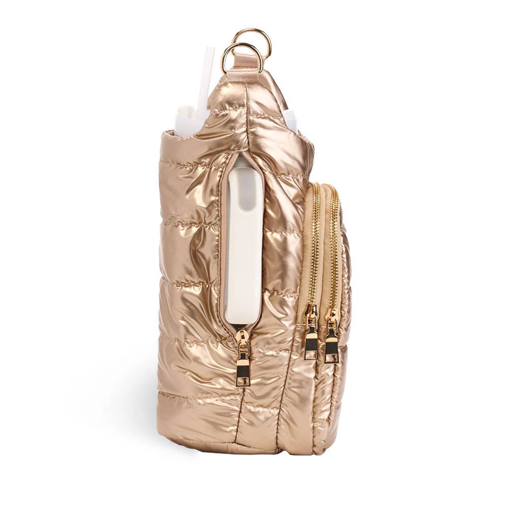 WanderFull HydroBag® HANDLE™- Gold Shiny with Vegan Leather Trimmed Solid Strap