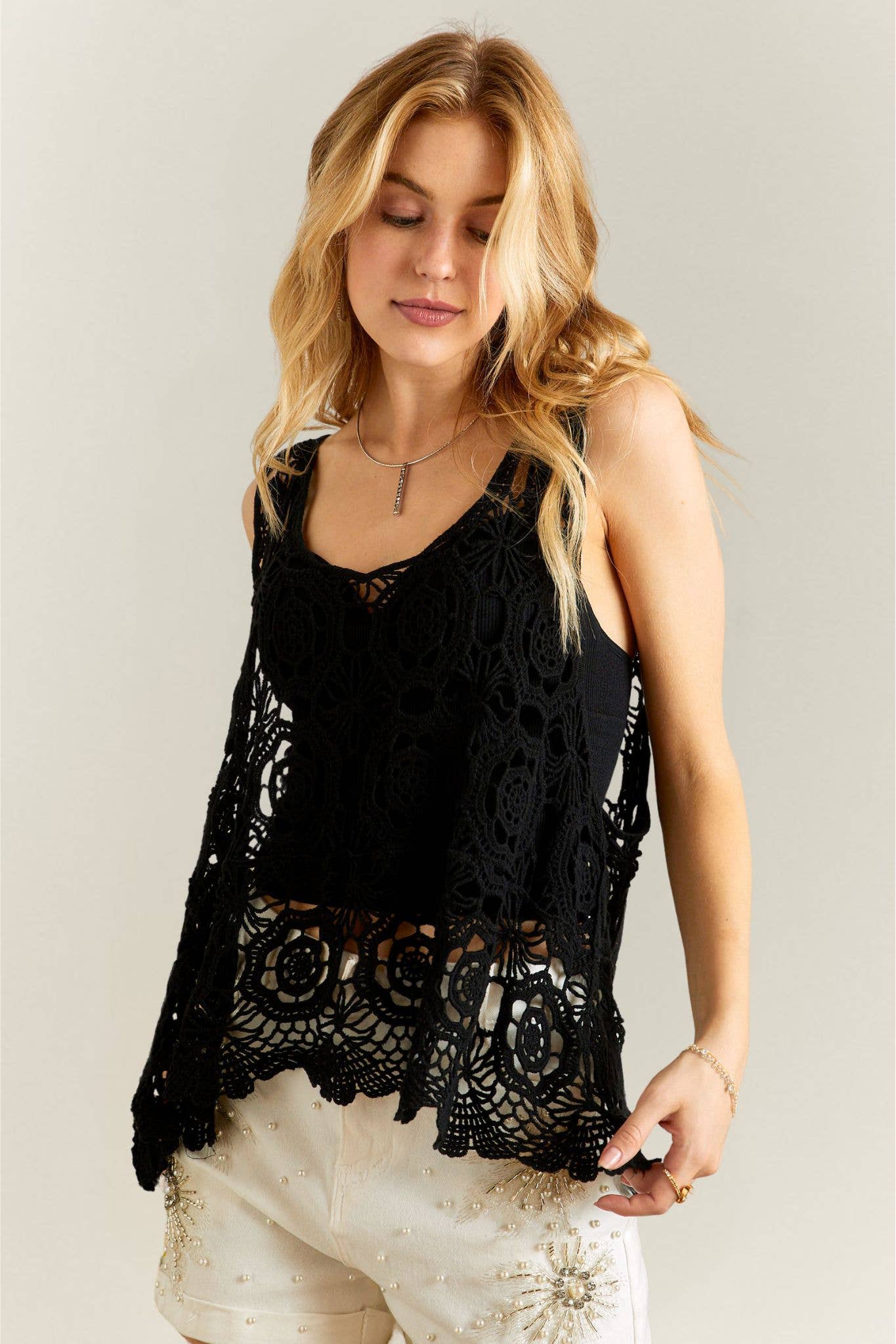 Adora Casual Crochet Tank Top