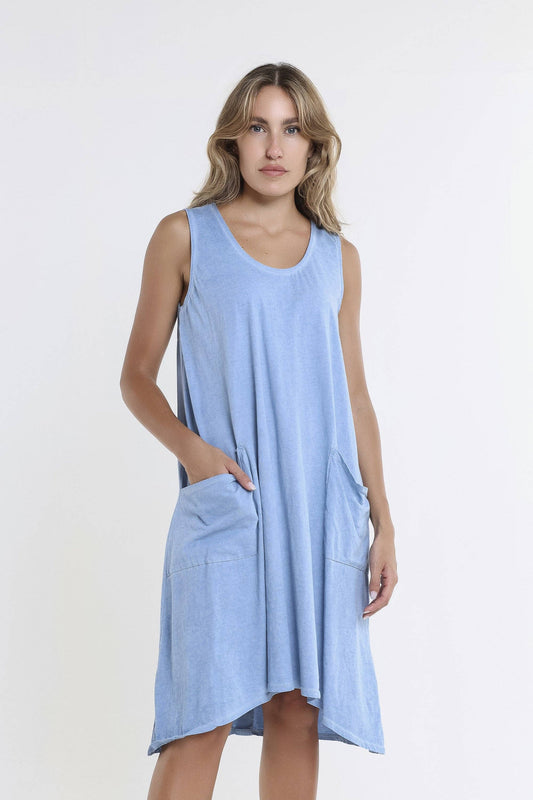 Tina Stephens Sue Cotton Double Pocket Tank Dress