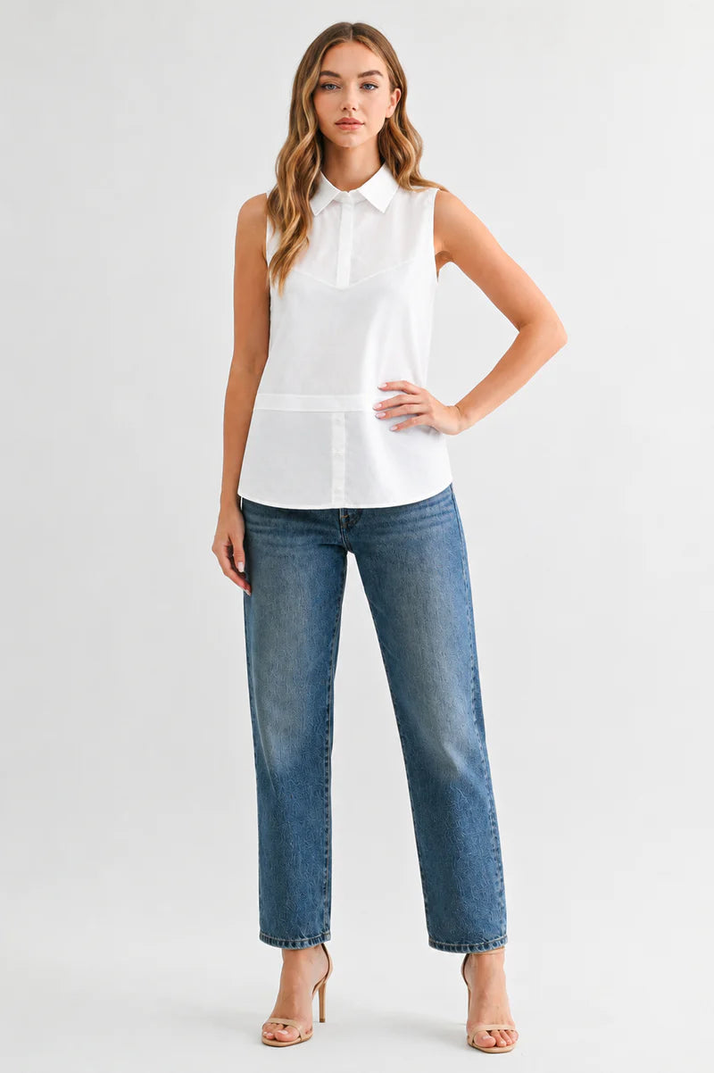 Joh Caroline Sleeveless Collar Top
