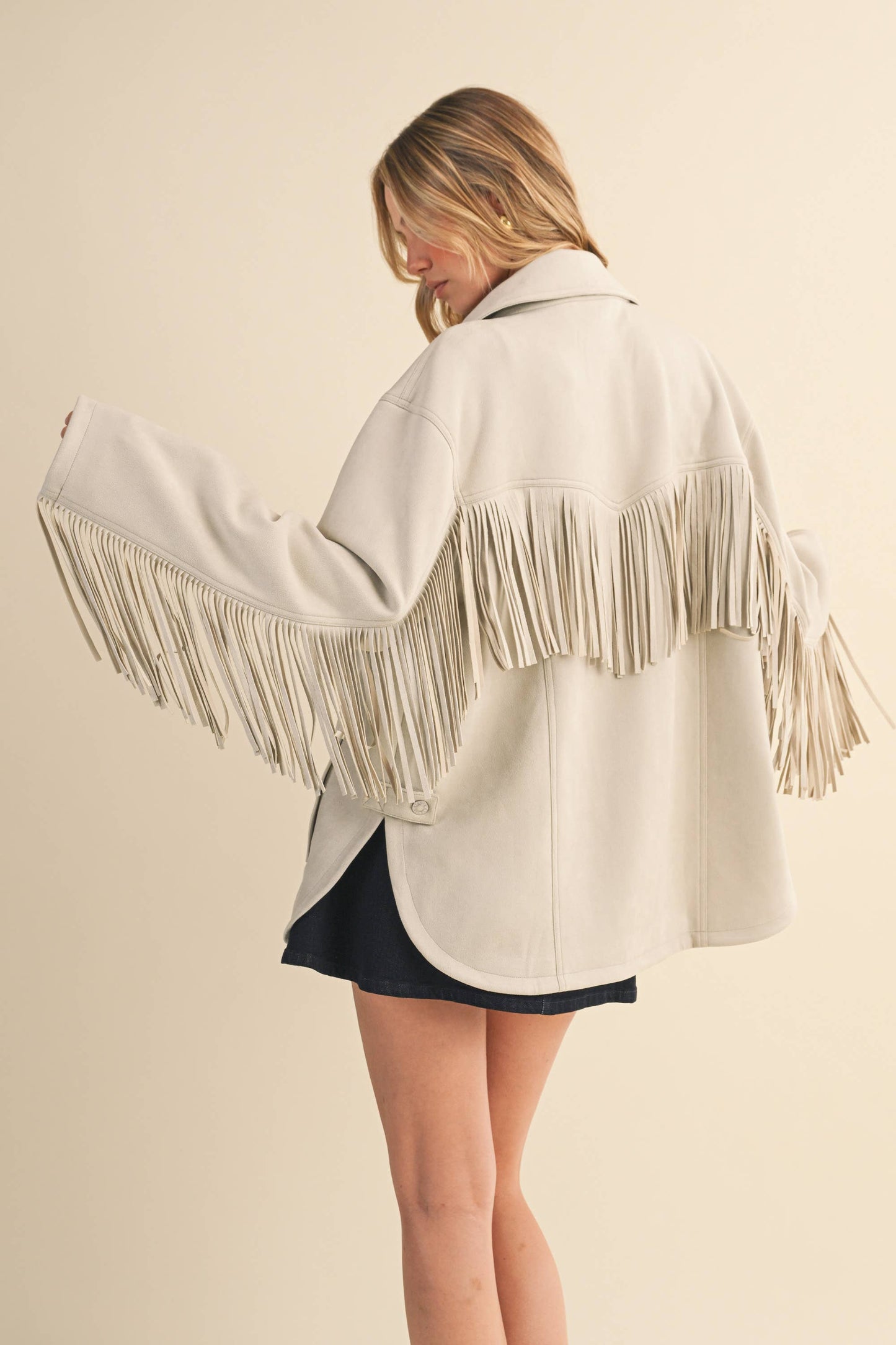 Klesis Suede Fringe Oversided Jacket