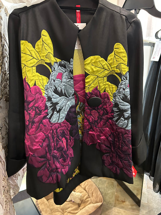 IC Collection Black Floral Jacket