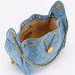 Quilted Suede Chain Drawstring Shoulder Bag