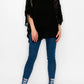 Origami Apparel Ornate Crochet Poncho Top With Geometric Embroidered Details