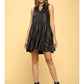 Renee C Faux Leather Sleeveless Tiered Dress