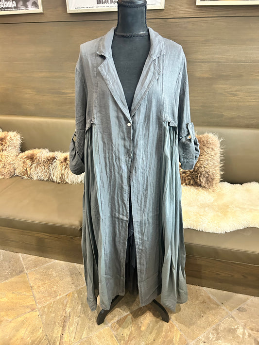 Elle Linen Charcoal Duster