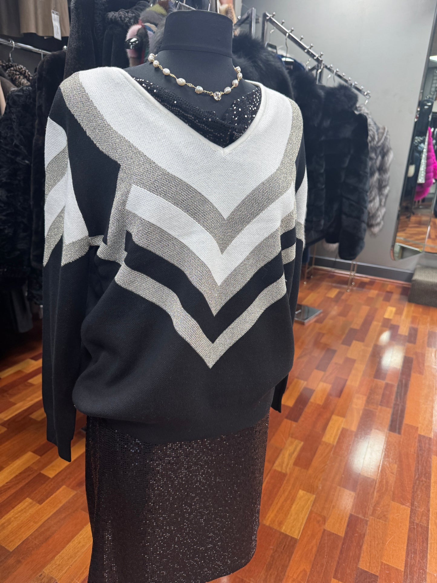 Ravel Fashion V Neck Multi Color Sweater