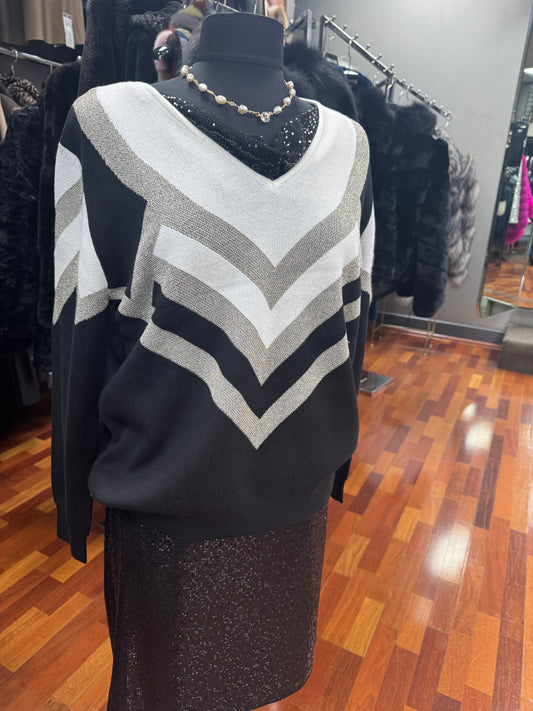 Ravel Fashion V Neck Multi Color Sweater