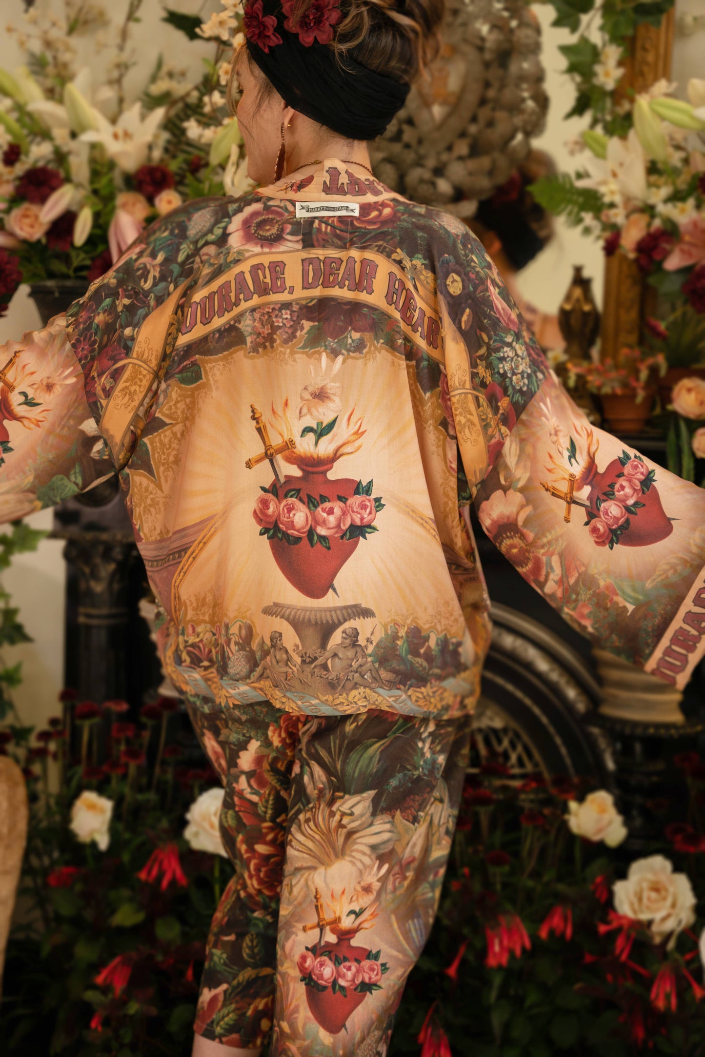 Market of Stars Courage Dear Heart Pixie Duster Crop Kimono w/ Sacred Heart
