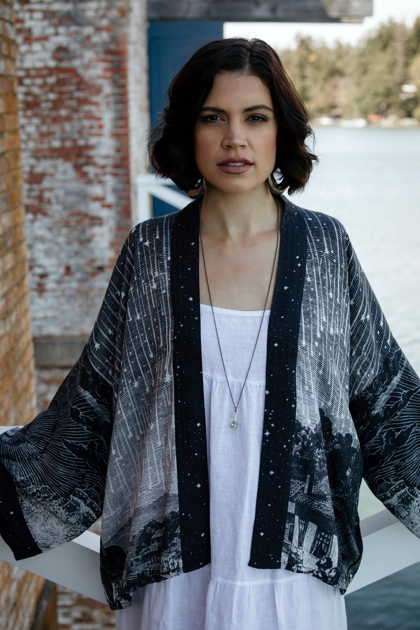 Market of Stars Stargazer Pixie Duster Cropped Kimono w/ Falling Stars O/S