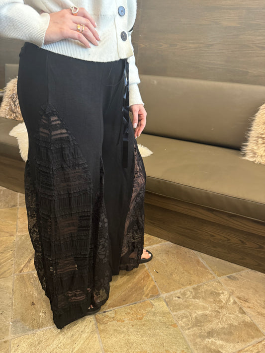 POL Boho Lace Wide Leg Pant