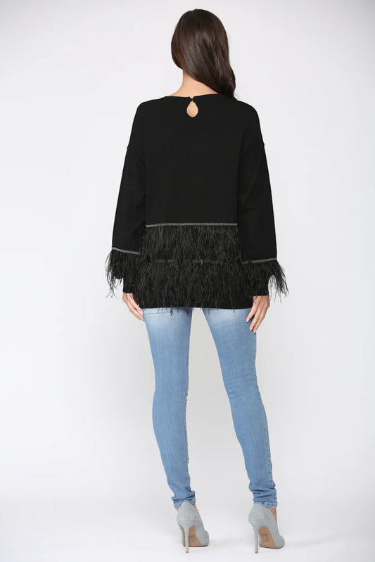 JOH Sally Knitted Sweater with Feathers Sweater Top