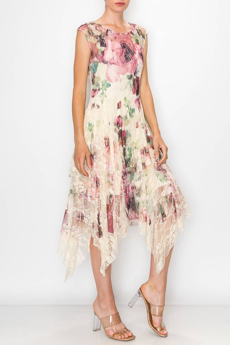 Origami Apparel Big Rose Lace Dress