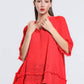 TINA Stephens Italy/Tees By Tina Zariah Crinkle Linen Raw Edge Top