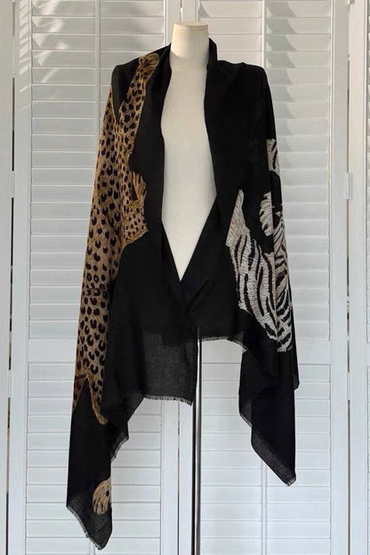 Animal Print Sheer Cape Scarf