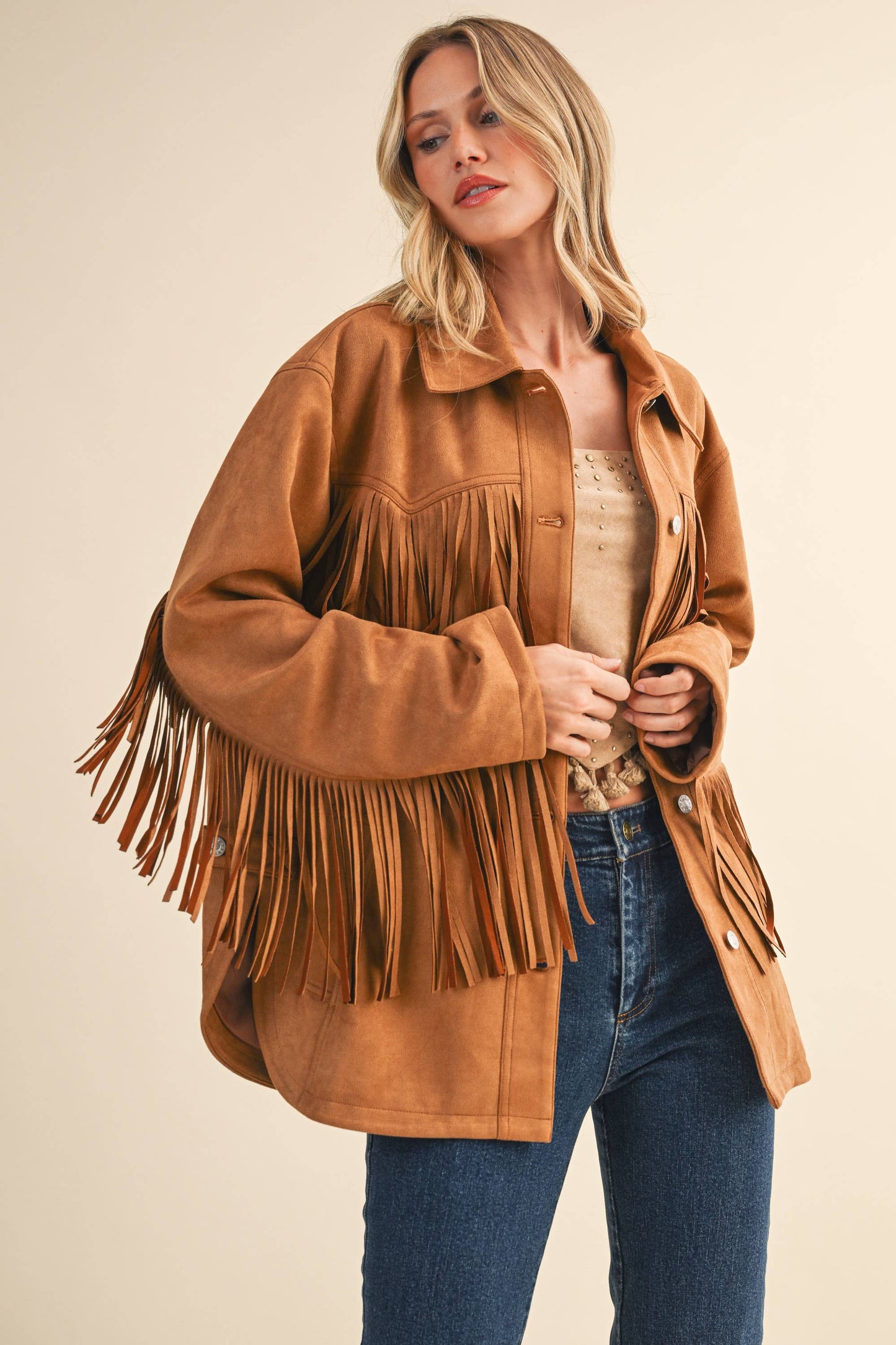 Klesis Suede Fringe Oversided Jacket