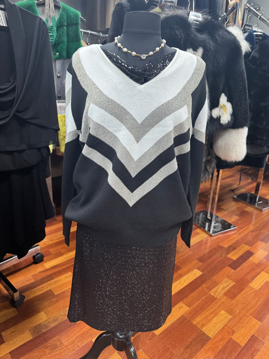 Ravel Fashion V Neck Multi Color Sweater