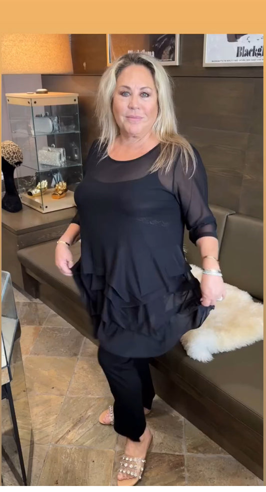 Kozan Black Mesh Mavis Tunic Top
