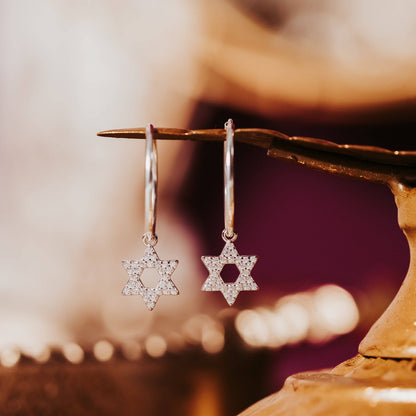 Salt and Sparkle Star of David Crystal Hoop Earrings