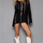 POL Distressed knitted round neck long sleeve sweater top