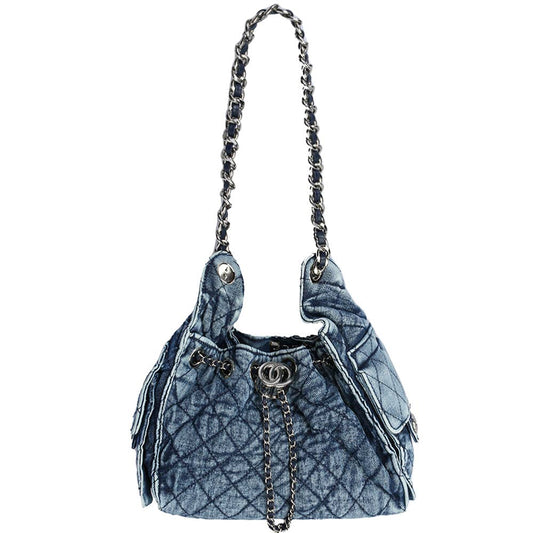 Oblige by G Quilted Denim Chain Shoulder Bag