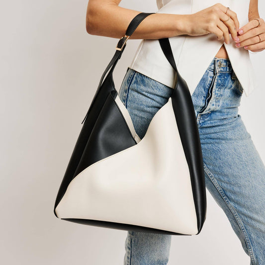 Moda Luxe Black/White Frankie Hobo Handbag