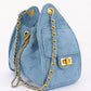 Quilted Suede Chain Drawstring Shoulder Bag