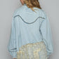 POL Long sleeve studded western style twill shirt top