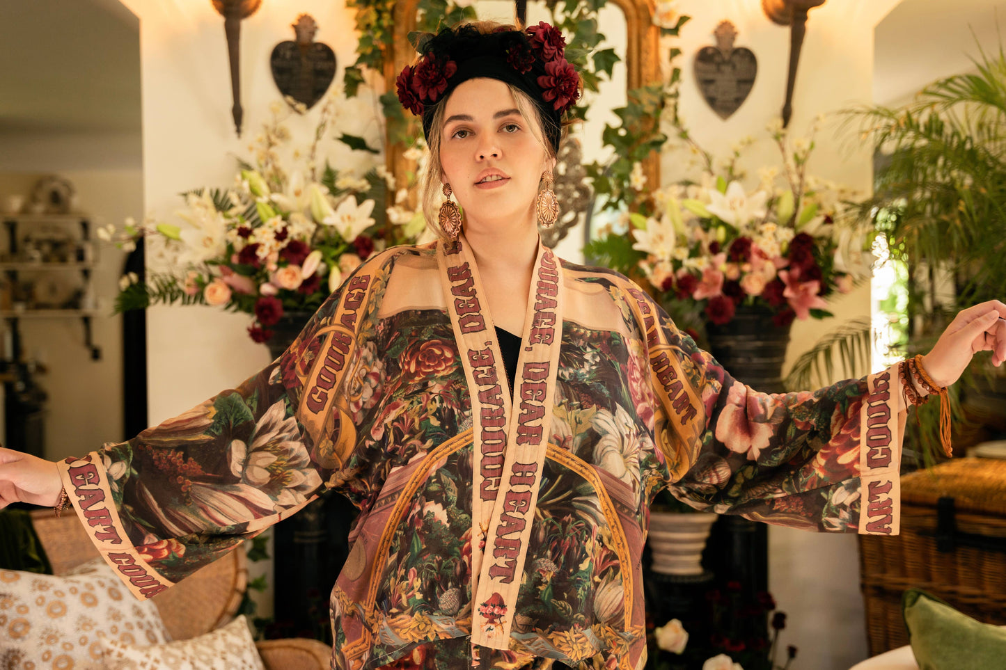 Market of Stars Courage Dear Heart Pixie Duster Crop Kimono w/ Sacred Heart