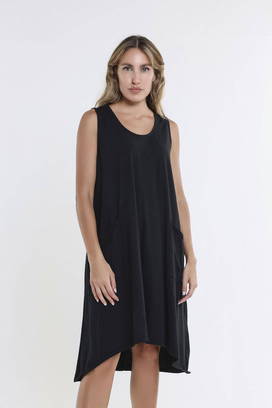 Tina Stephens Sue Cotton Double Pocket Tank Dress