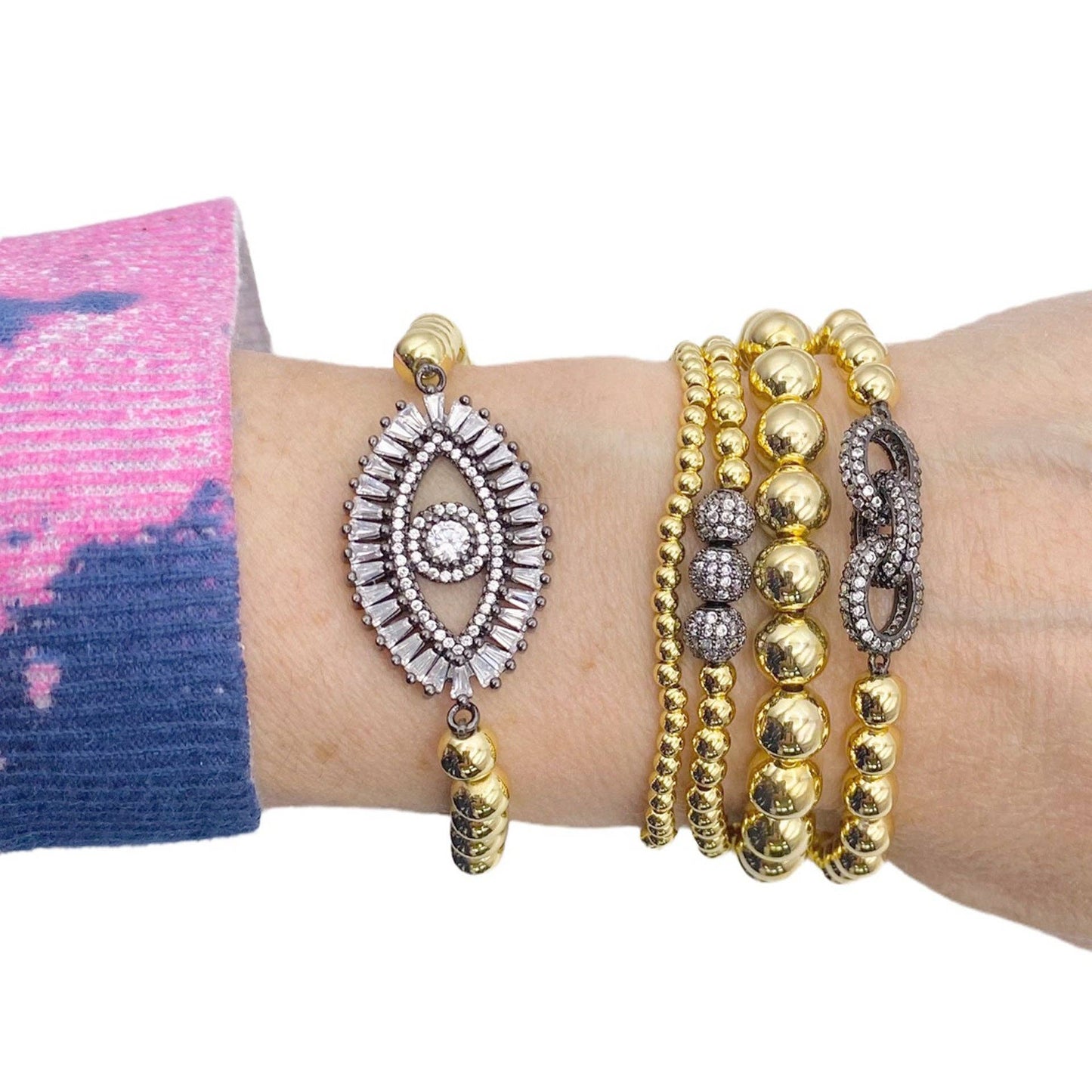 Love Lisa Monica Evil Eye Beaded Bracelet