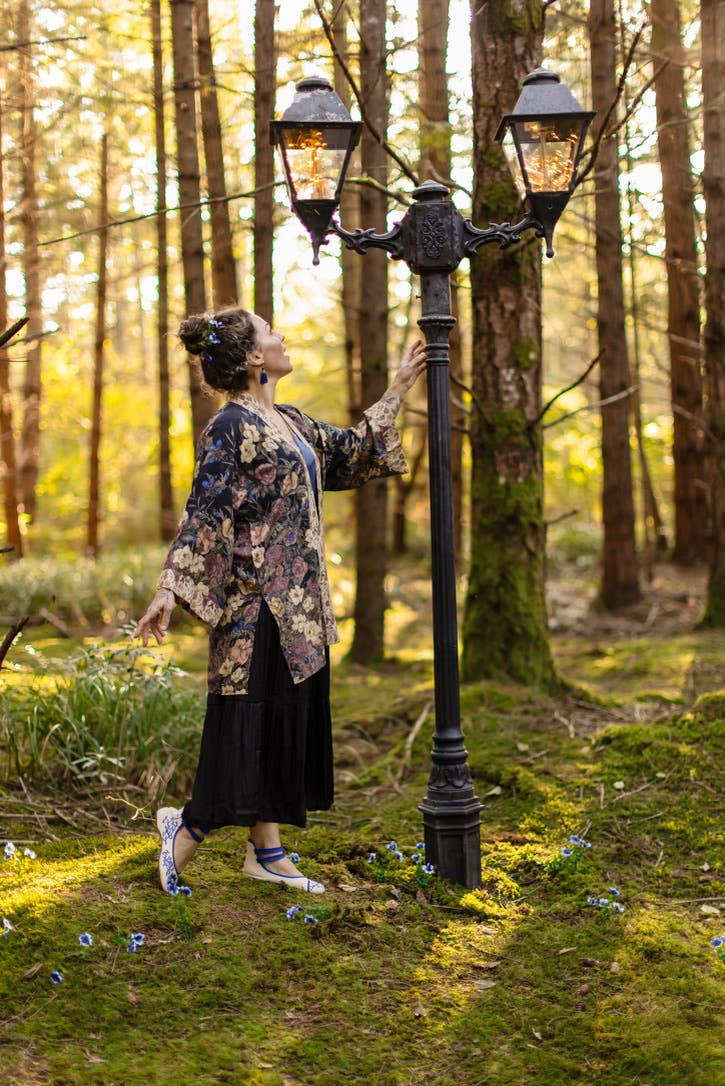 Market of Stars Lionheart Matinée Duster w/ florals & Narnia inspired print