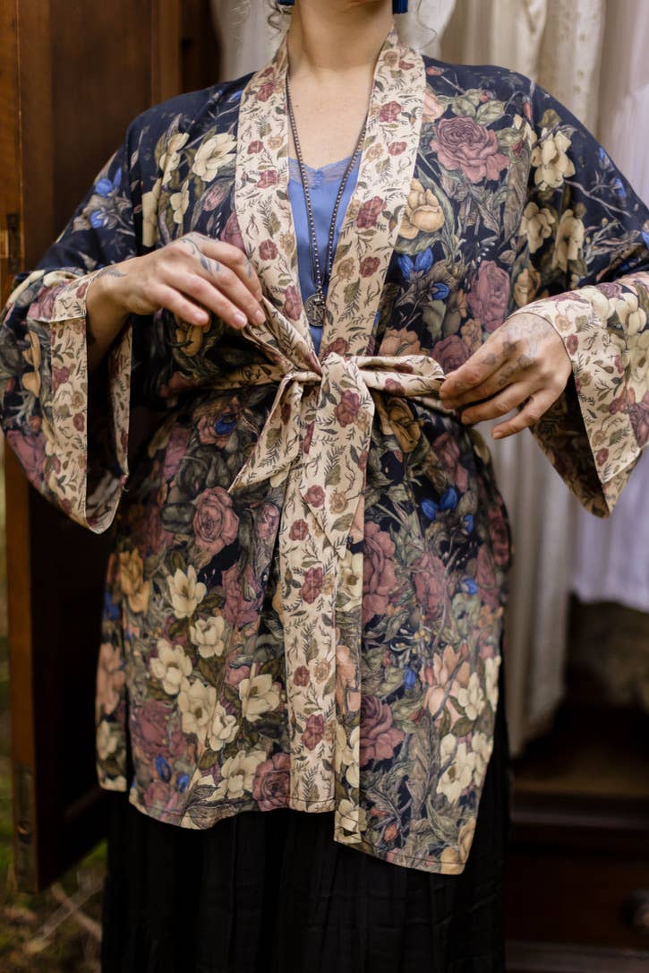 Market of Stars Lionheart Matinée Duster w/ florals & Narnia inspired print