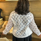 AZI Renee Lace Bejeweled White Denim Jacket