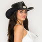 SP Sophia Collection Western Crystal Studded Cowboy Hat with Steerhead Emblem