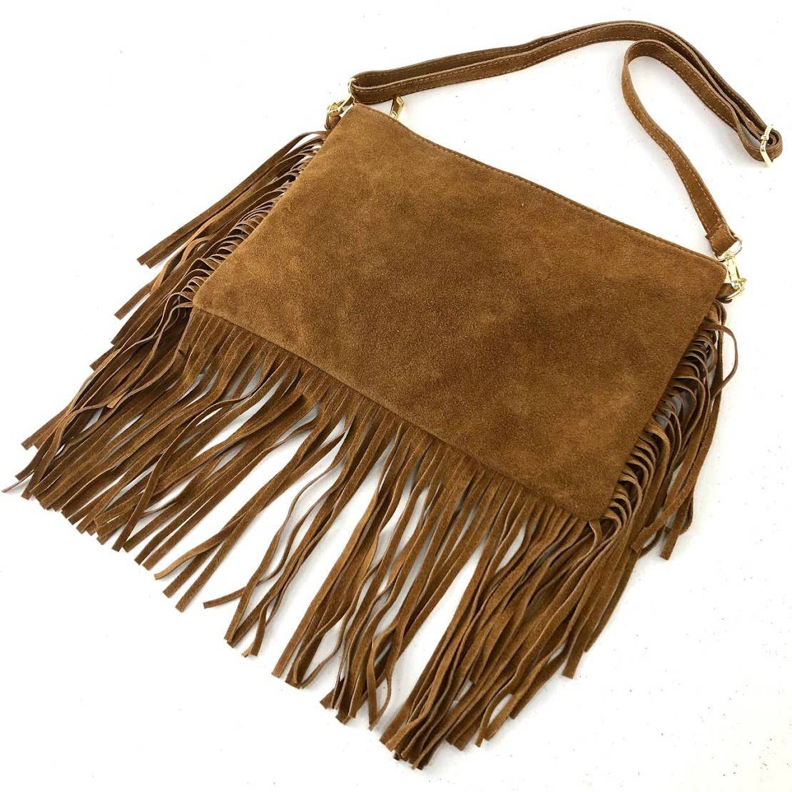 Milano Amour Miele Crossbody Suede Fringe Bag