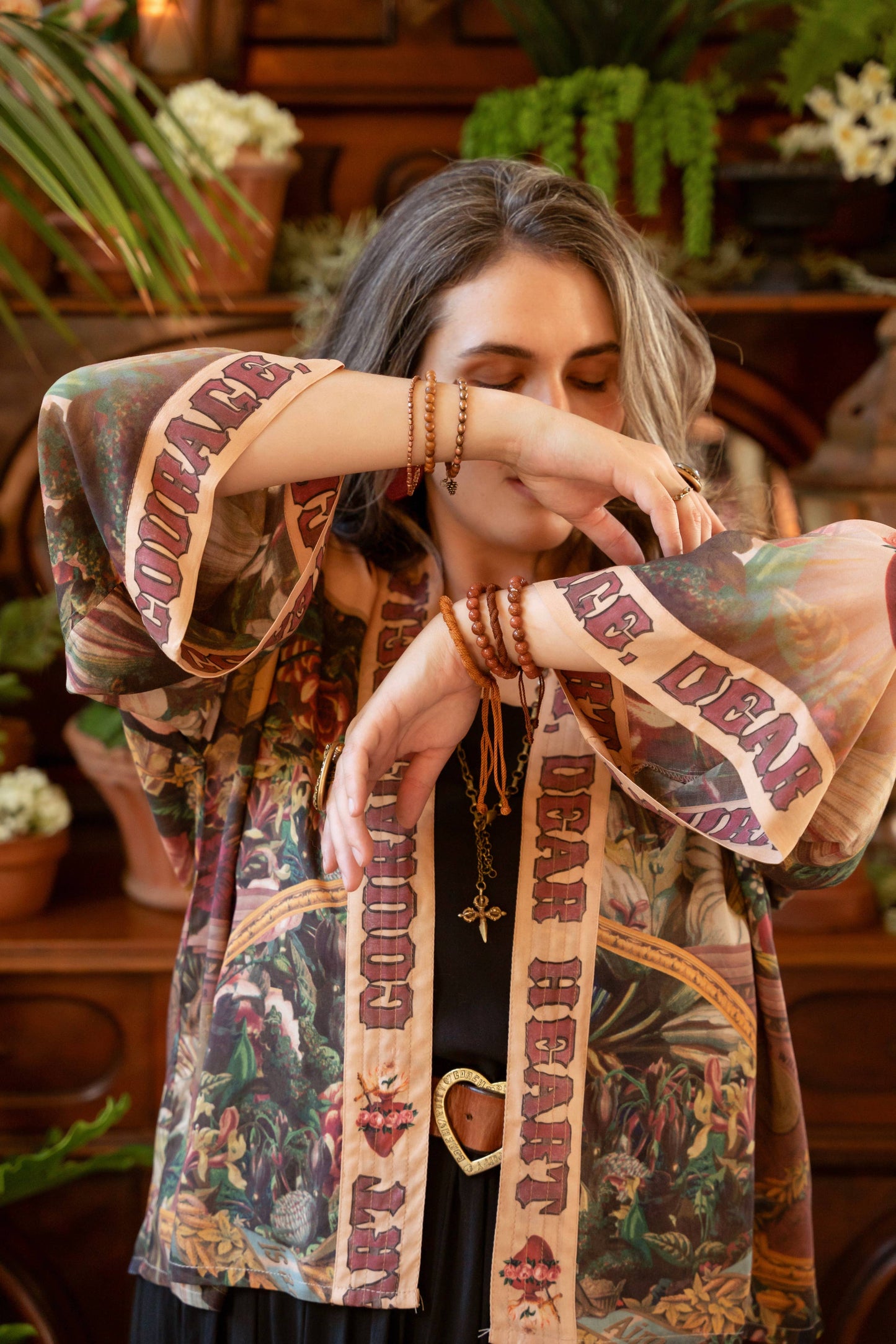 Market of Stars Courage Dear Heart Pixie Duster Crop Kimono w/ Sacred Heart