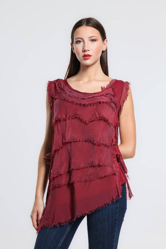 Tina Stephens Arianna Silk Ruffle Top
