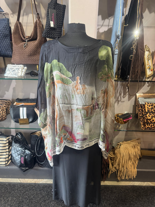 Elle Silk Scenic Kaftan Top