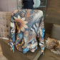 Look Mode Cheetah Floral Print Sweater