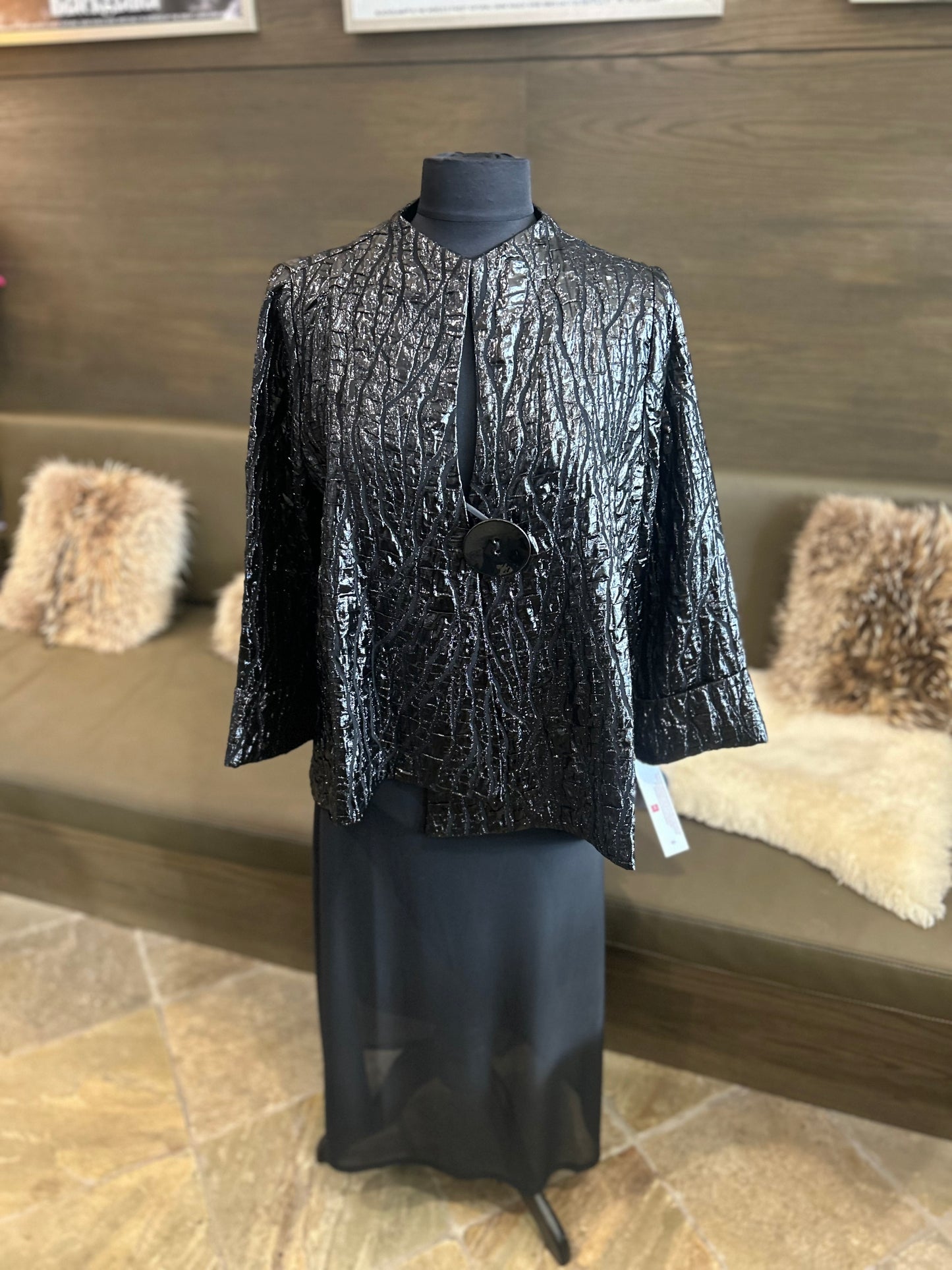 IC Collection Black Liquid Patent Jacket