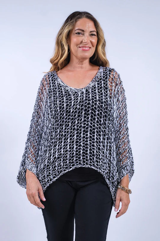 Tina Stephens Made in Italy Chera 2-Tone Open Knit Topper