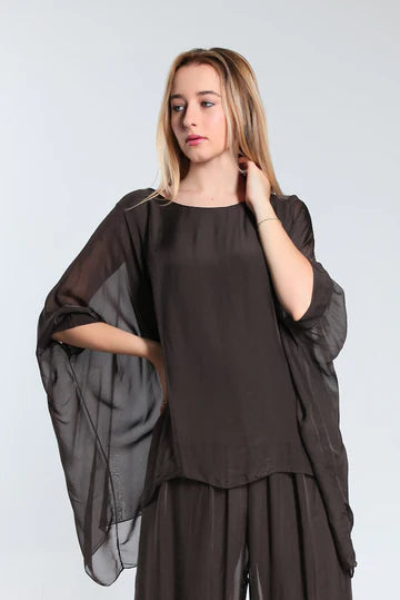 Tina Stephens Made in Italy Sofia Silk Kaftan Top One Size