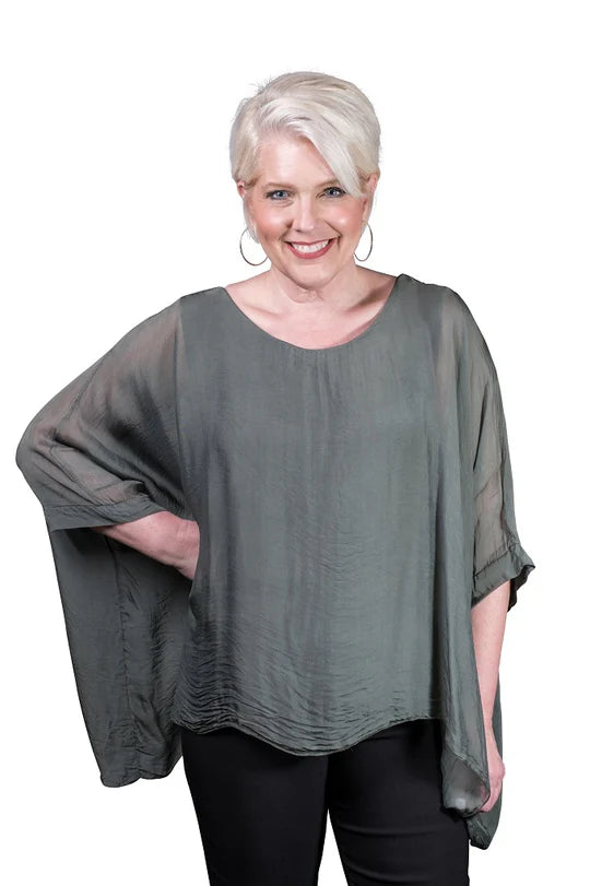 Tina Stephens Made in Italy Sofia Silk Kaftan Top One Size