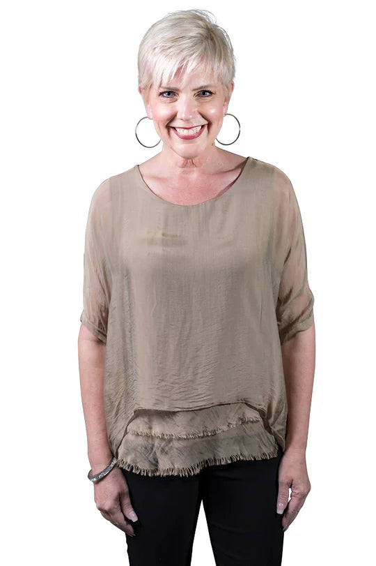 Tina Stephens Adriana Silk Double Raw Edge Top