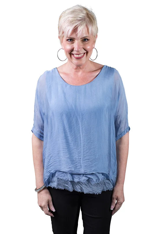 Tina Stephens Adriana Silk Double Raw Edge Top