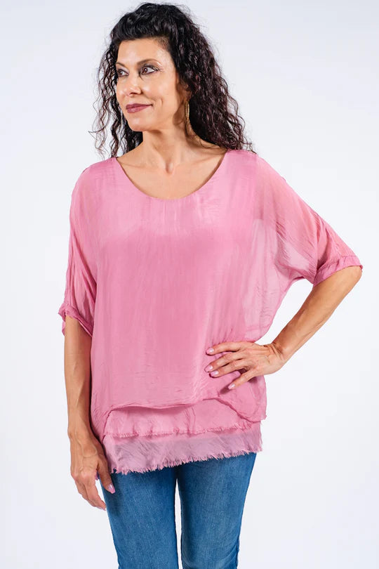 Tina Stephens Adriana Silk Double Raw Edge Top