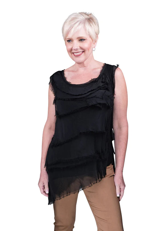 Tina Stephens Arianna Silk Ruffle Top
