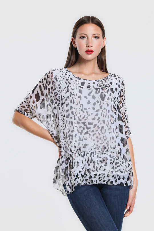 Tina Stephens Adriana Silk Double Raw Edge Top